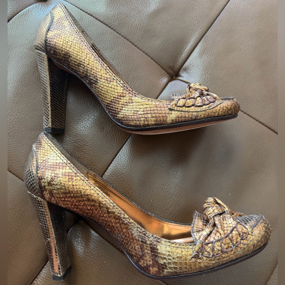 Sergio Zelcer Metallic Brown Knot-Front Pump 7.5